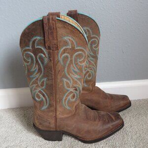 Shyanne Women's Cowboy/Cowgirl/Western Boots Square Toe Brown/Blue Size 6.5